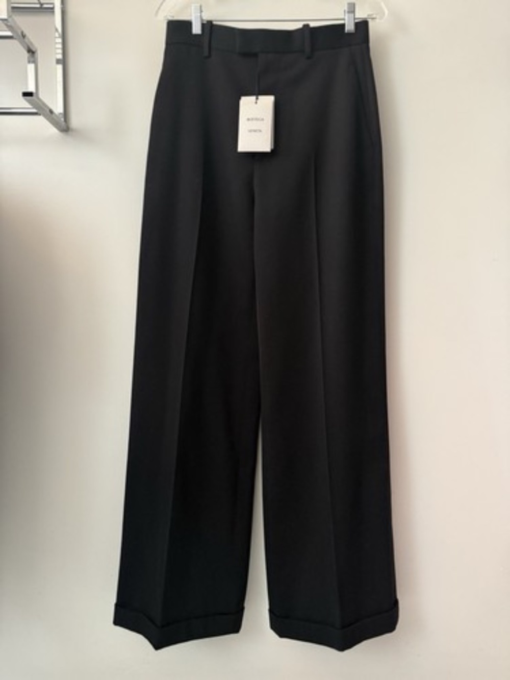 Bottega Veneta SS21 Black Women’s Wool Wide Cuffed Pants Size 40 NWT